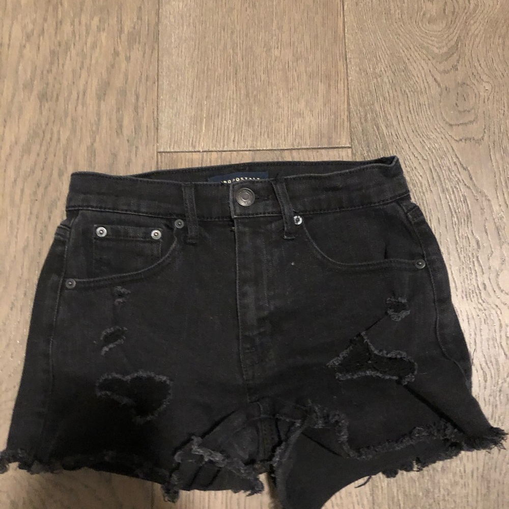 black denim shorts